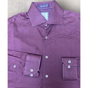 Robert Graham Button Down Shirt Size Small 15 Maroon Red Stripe‎ Stretch
